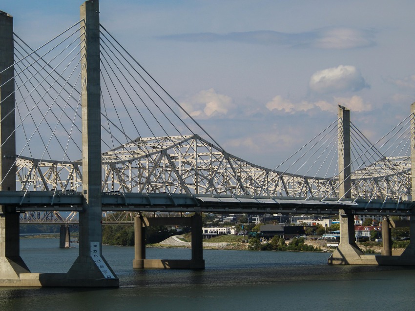 Cable-Stayed Bridge over River in Louisville
